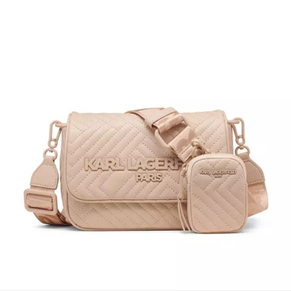 🔥Karl Lagerfeld Quilted Khaki Crossbody Bag - Picture 1 of 12